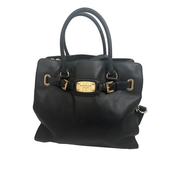 Michael Kors Purse Hamilton Weekender Black Leather Shoulder Hand Bag - Picture 1 of 4